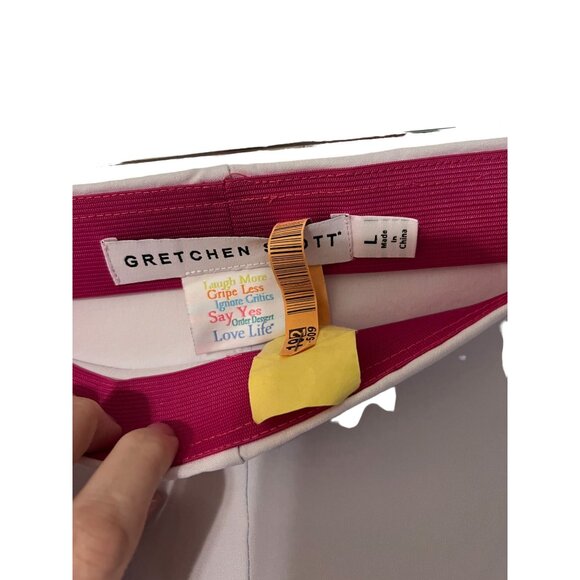 Gretchen Scott Gripeless Pant White Pull On Stretch Women's size Large Excellent - Picture 4 of 4